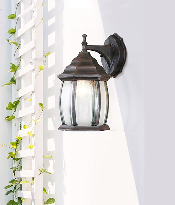 주물 6각 하향 벽등, 외부벽등, 정원조명 (커피색)